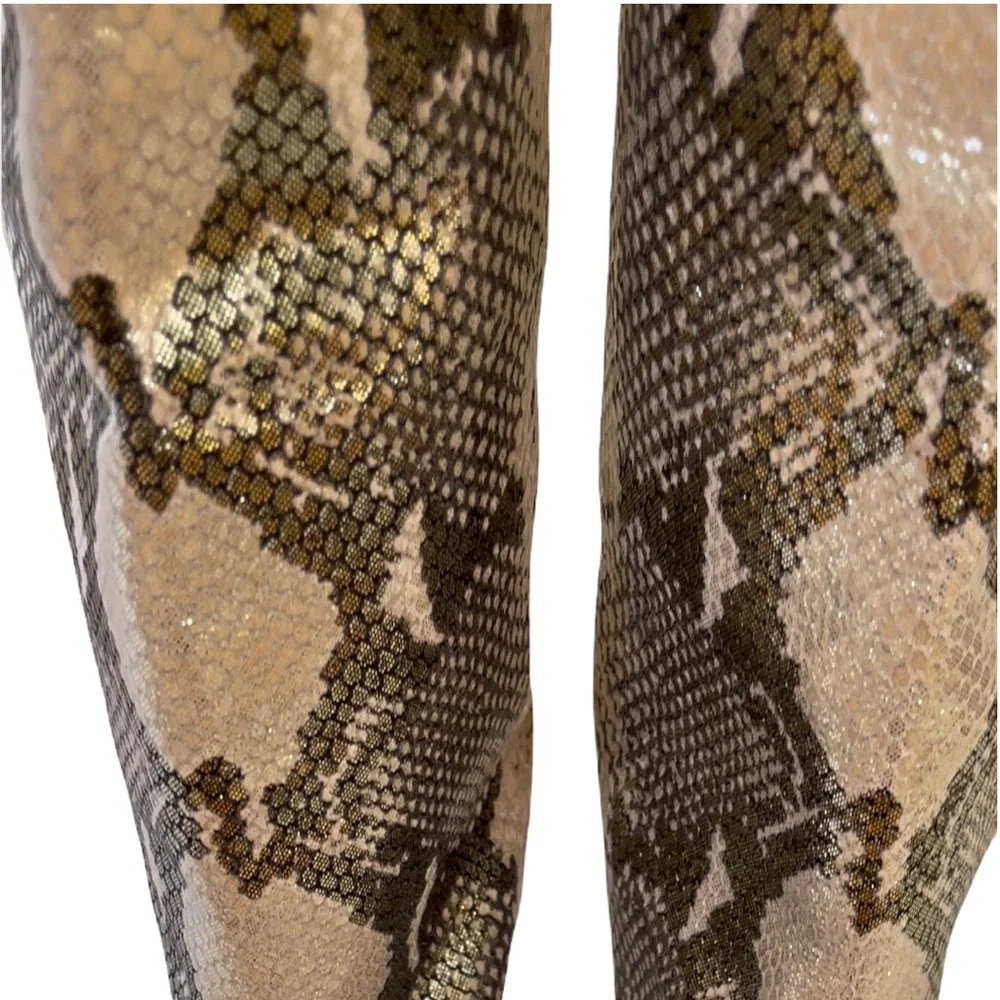 ***SOLD*** Paris Texas | Gold and Black Block Heel High Metallic Boots - Picture 8 of 15